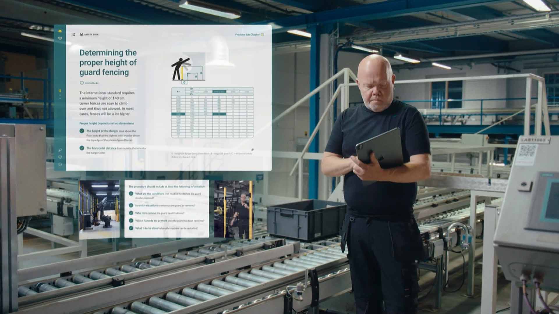 Man in production using the Axelent Saftey Book to increase safety 