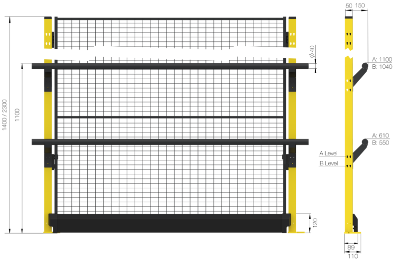 Höjd 2300 mm utan panel