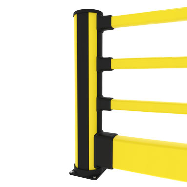 Skyddsräcke för fotgängare med barriär